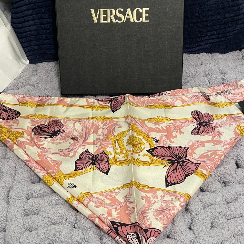Versace Pink and Gold Butterfly Scarf